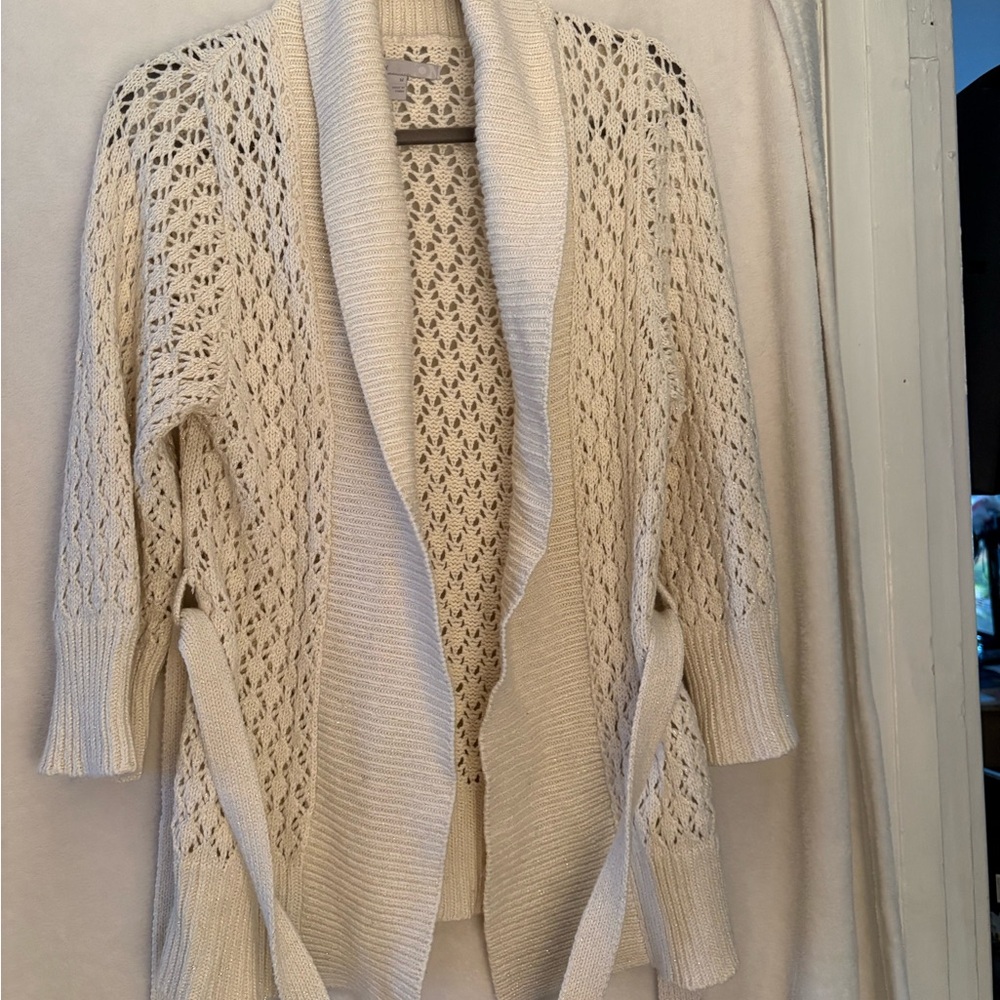Old Navy Women's Ivory Open-Knit Cardigan